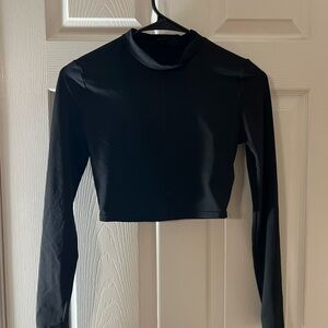 Black Long Sleeve Crop Top SHEIN